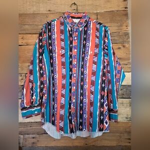 Vintage Wrangler Western Men's Shirt size XL, purple, orange, brown and‎ blue.